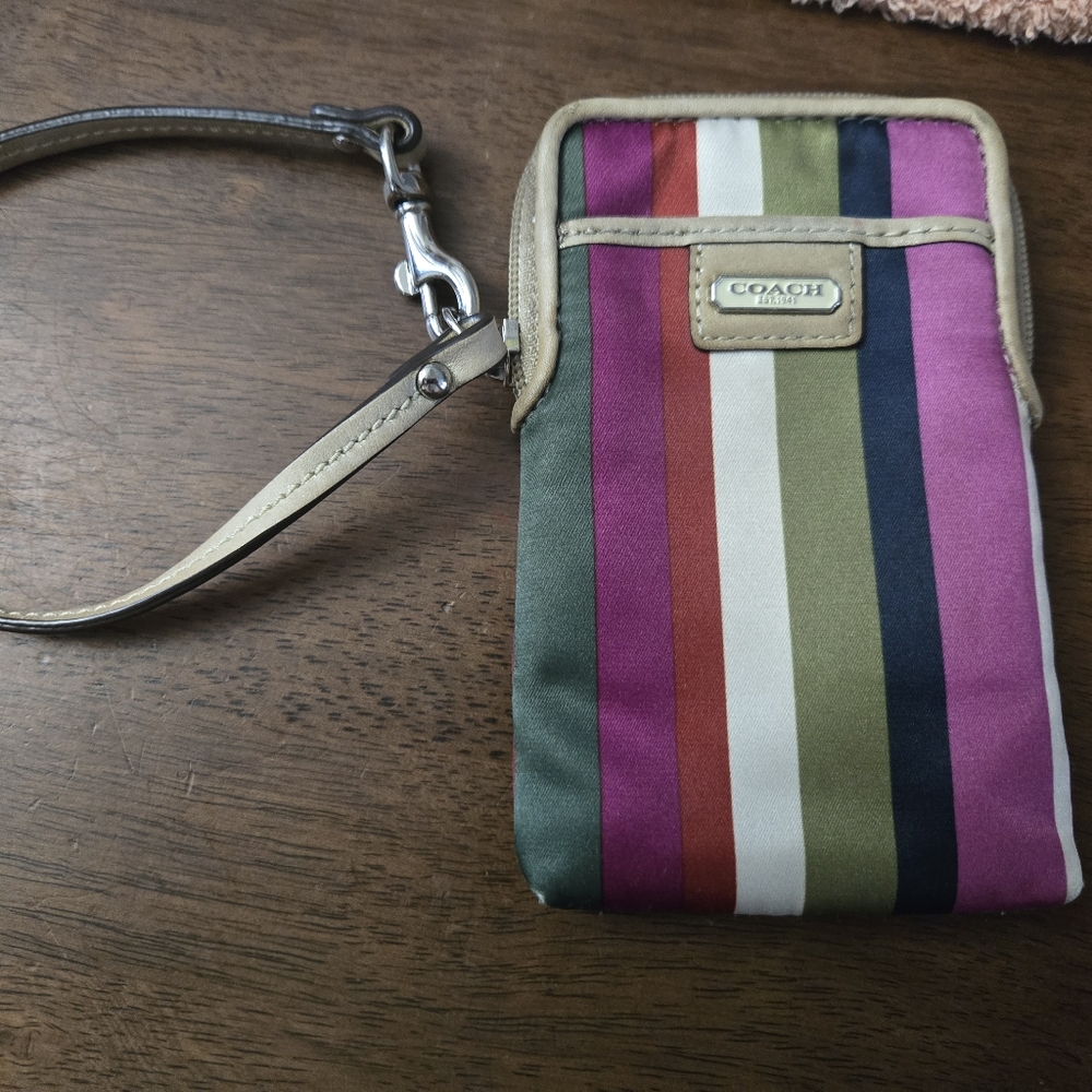 Coach Multicolor Striped Wristlet